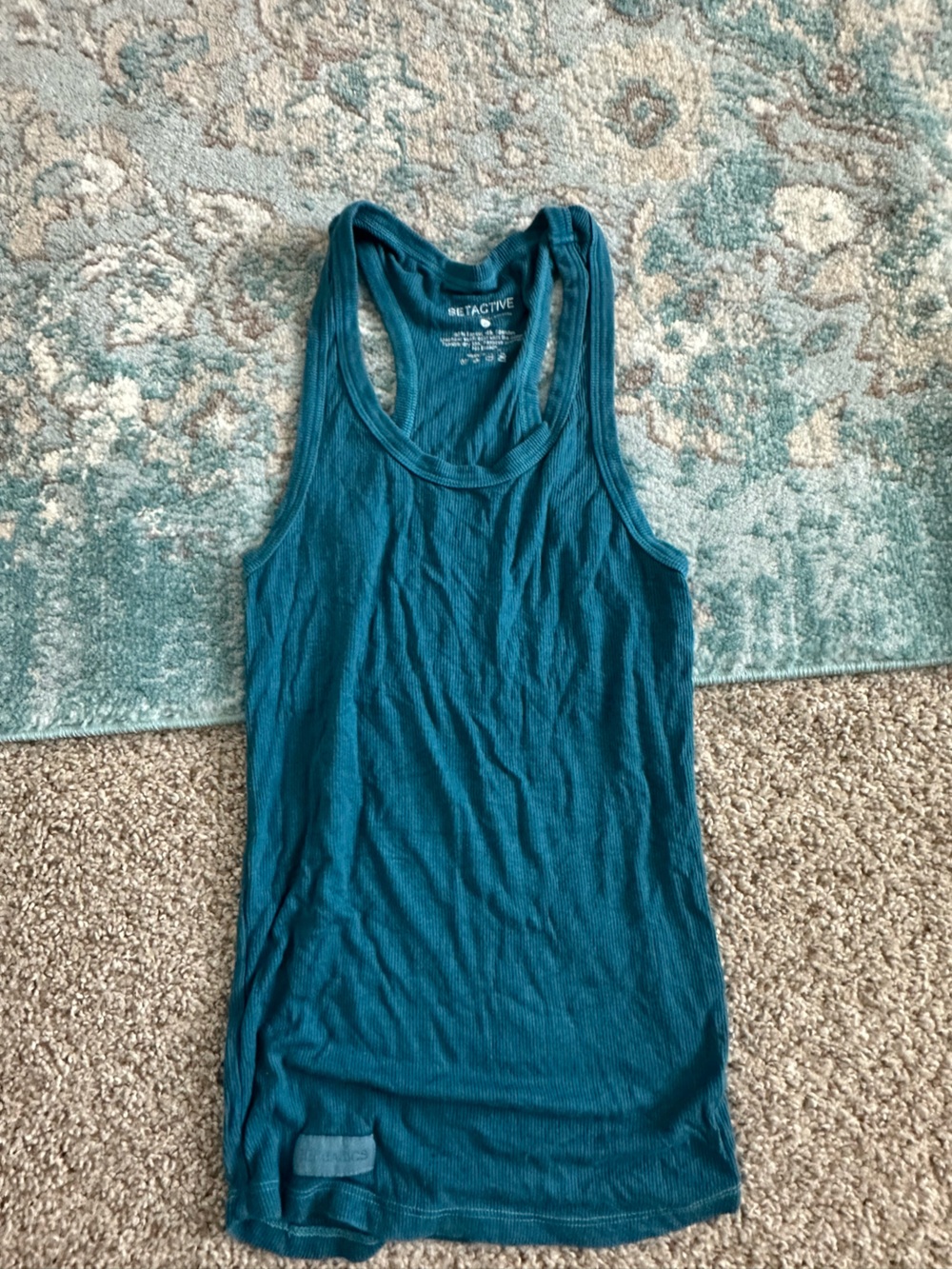 SET Teal Ribbed Racerback Tank